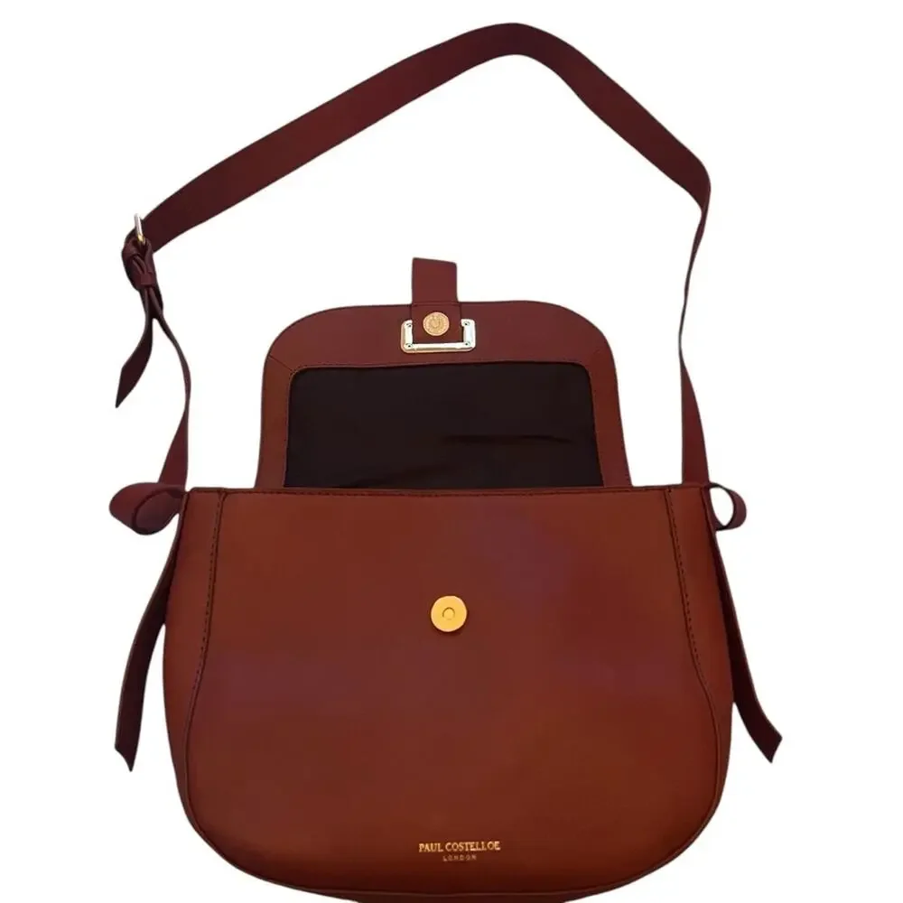 NEW PAUL COSTELLOE LONDON Bag Leather Purse Red Brown FAST SHIPPING 1122-54